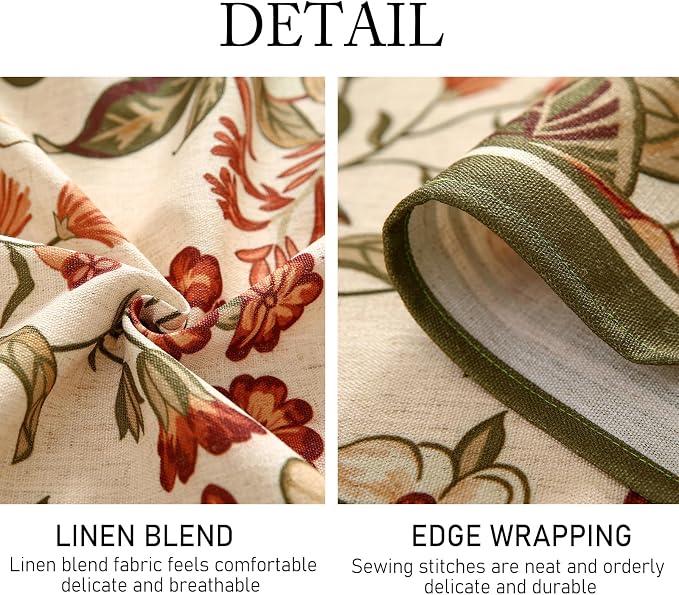 ISAENNE Designer Bohemian Linen Small Square Table Cloth, Colorful Floral - Image 5