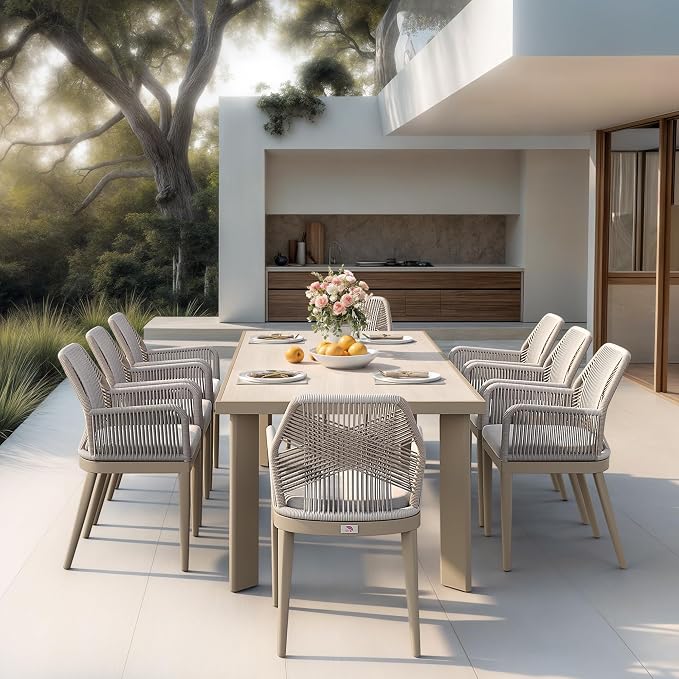PURPLE LEAF 9 Pieces Patio Dining Set Aluminum Modern Rectangular Table and - Image 2
