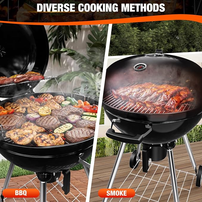 22 inch Premium Charcoal Grill, Kettle Barbecue and Smoker Grills 500+ Sq. In. - Image 5