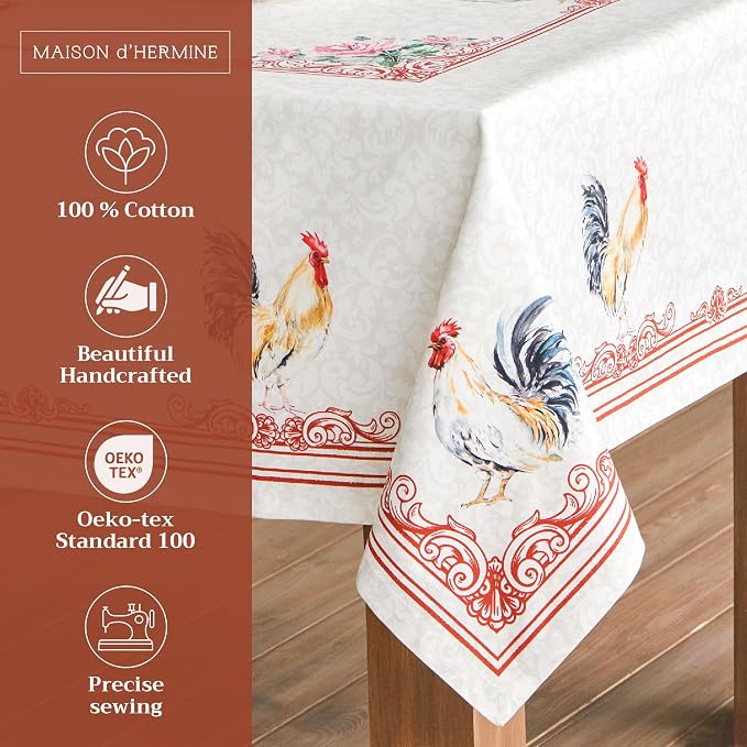 Maison d' Hermine Table Cloth Rectangle Table 100% Cotton 54 x 72 Inches - Image 2