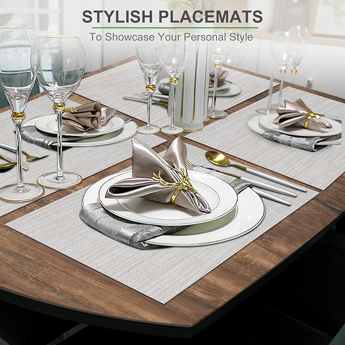 BETEAM Placemats Set of 6, Woven Vinyl Placemat - Image 6