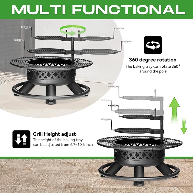 47 Inch Outdoor Wood Burning Fire Pit - Image 7