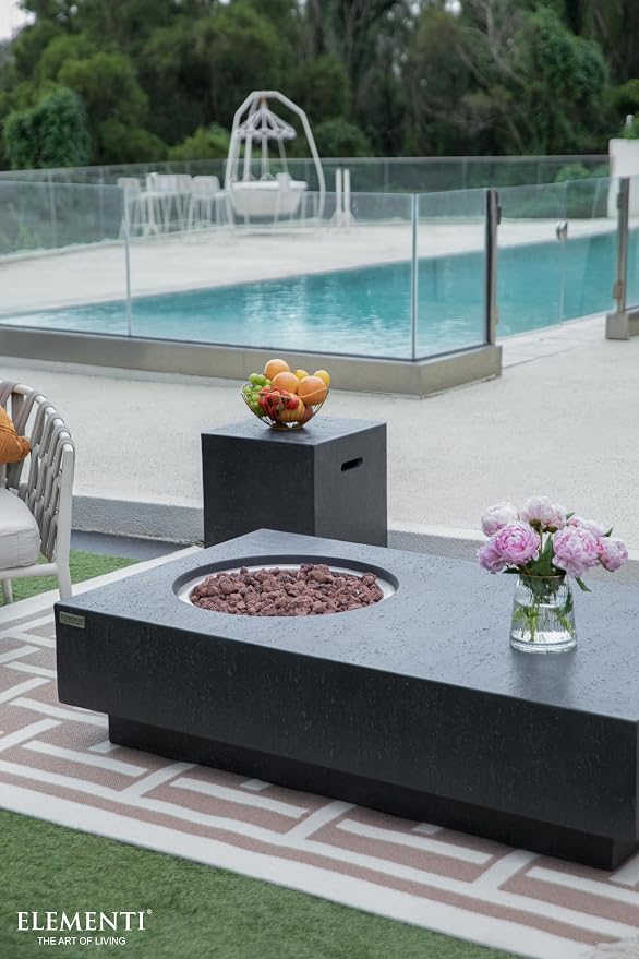 Elementi | Bundle Metropolis Gas Fire Pit Cast Concrete 56" Rectangular Fire - Image 7