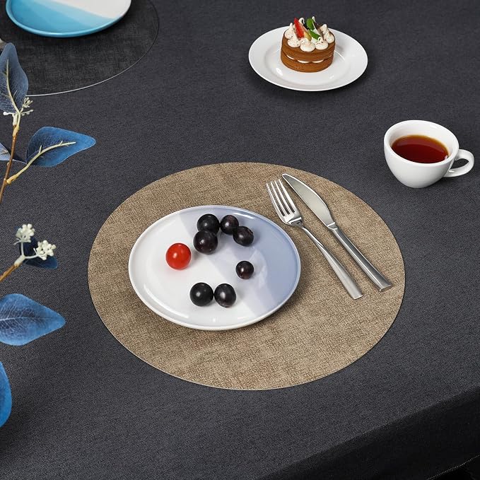 Myir JUN Round Placemats Dual Sided, Faux Leather Place Mats Set of 4 Indoor - Image 8