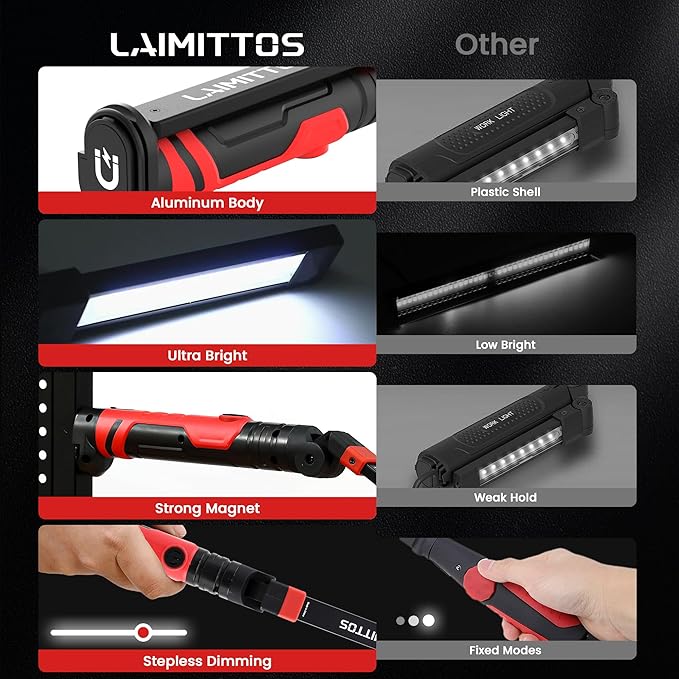 Rechargeable LED Work Light, Magnetic Flashlight Mechanic Light Tool - Image 2