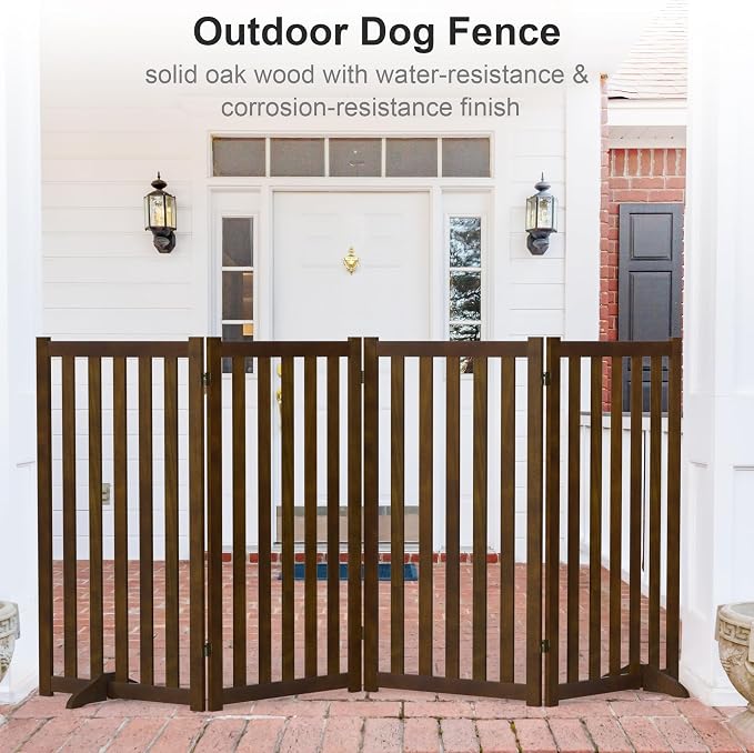 36" Height Extra Tall Freestanding Pet Gate, Solid Wood Folding Safety Fence - Image 7