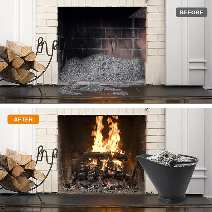 Poofzy Ash Bucket for Fireplace, 3.2 Gallon Metal Fireplace Ash Bucket for Wood - Image 5