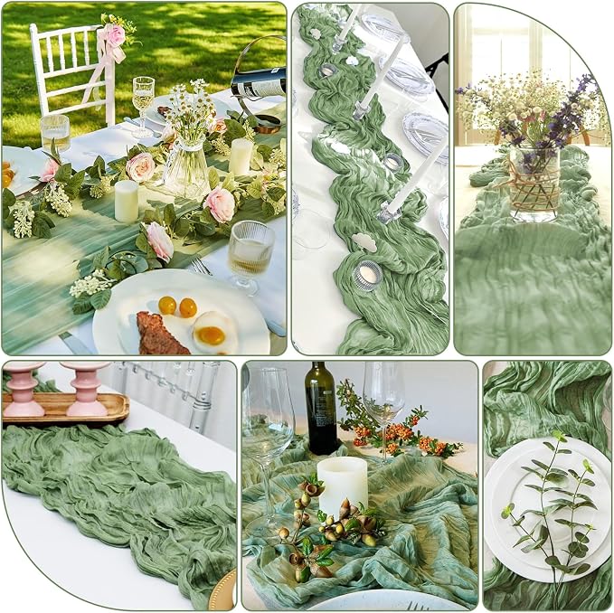 20 Packs Cheesecloth Table Runner 10FT Long Boho Gauze Fabric Table Runner - Image 3