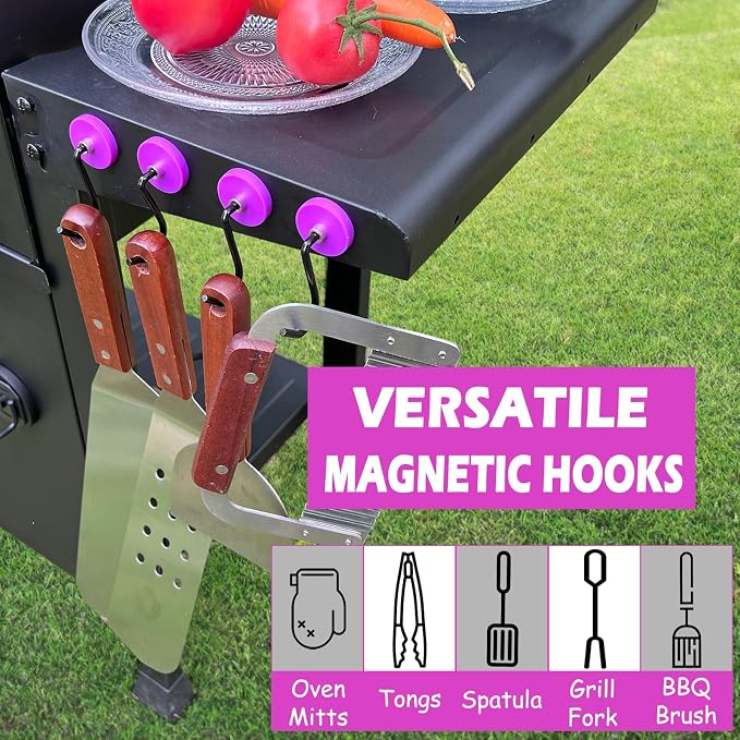 Magnetic Grill Hooks, 4 Pack Heavy Duty Magnet Hooks - Image 4
