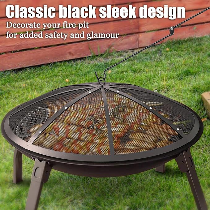 Fire Pit Spark Screen, 24Inch Fire Pit Lid Outdoor - Image 5