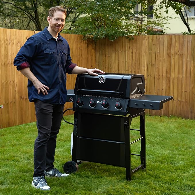 4-Burner Gas BBQ Grill with Side Table, 000 BTU Outdoor Propane Grill with - Image 9