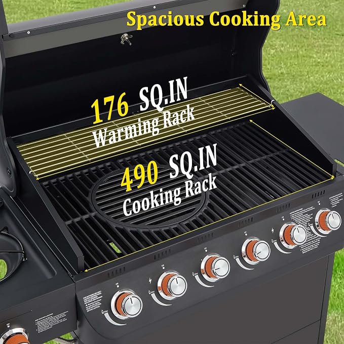 Unovivy Large 6-Burner Propane Gas Grill - Image 5