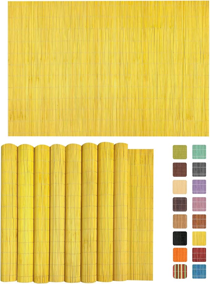 ANDSTAR Set of 8 Pcs Bamboo Placemats Natural Anti-Slip Bamboo Placemats by Andstar