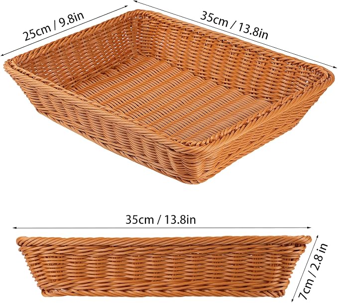 5 PCS 13.8x9.8 Inch Wicker Bread Basket, Woven Serving Basket, Tabletop Food - Image 2