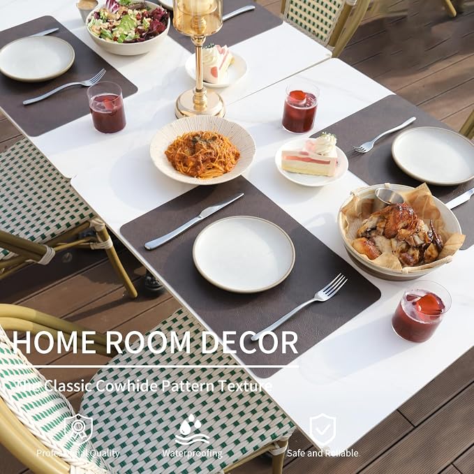 Cowhide Pattern Faux Leather Placemats Set of 4, Heat Resistant Non-Slip - Image 3