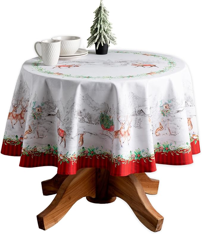 Maison d' Hermine Table Cloth Round Table 100% Cotton 69 Inches Fall Tablecloth by MaisondHermine