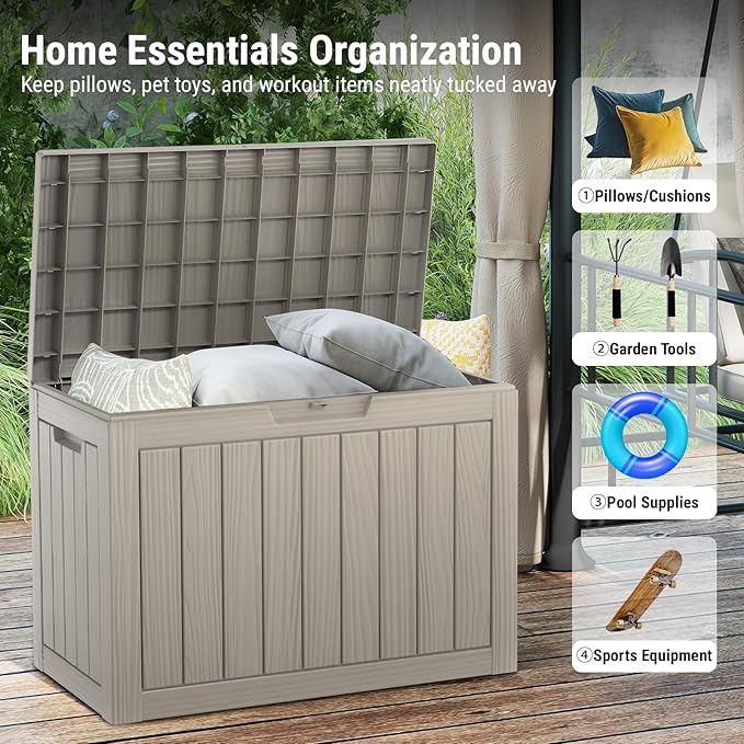 Mars Villa 45 Gallon Deck Box, Waterproof Weatherproof and UV Resistant Resin - Image 4