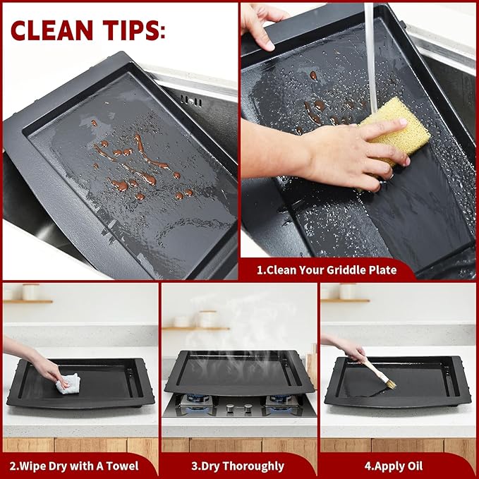 GasSaf 7599 Cast Iron Griddle for Weber Genesis II 300/600, Flat Top Grill Pan - Image 7
