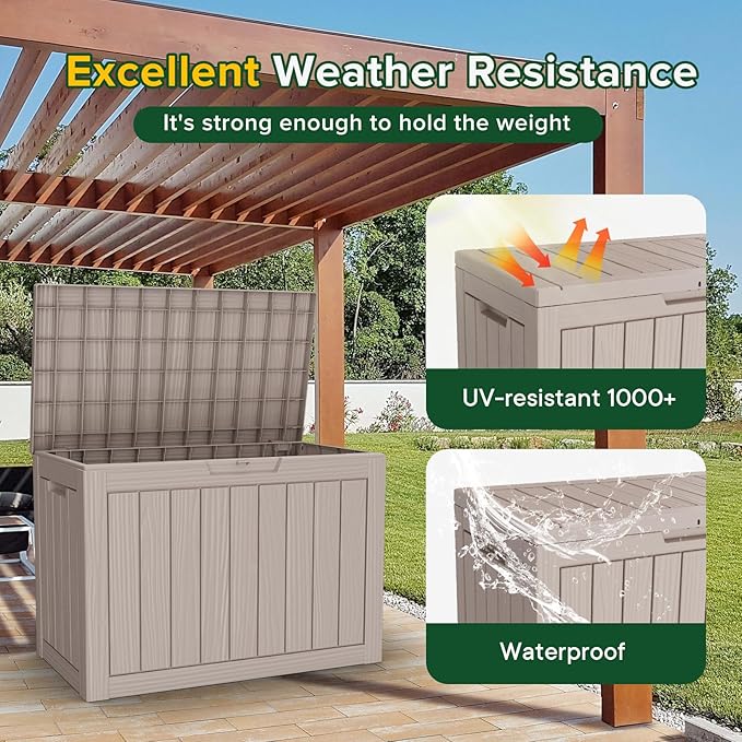 45 Gallon Large Deck Box, Resin Outdoor Storage Box - Image 5