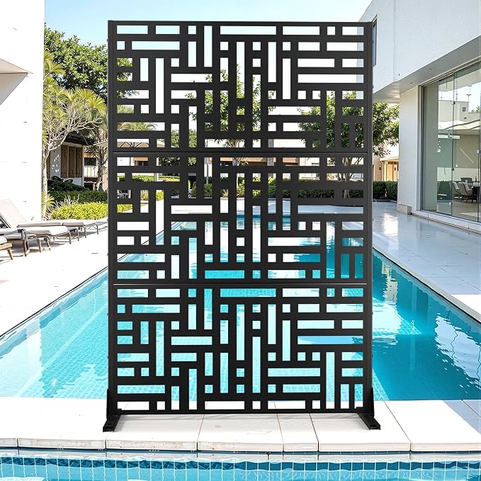 Metal Privacy Screen for Outdoor & Indoor Use, Free Standing Privacy Screen for by Unknown