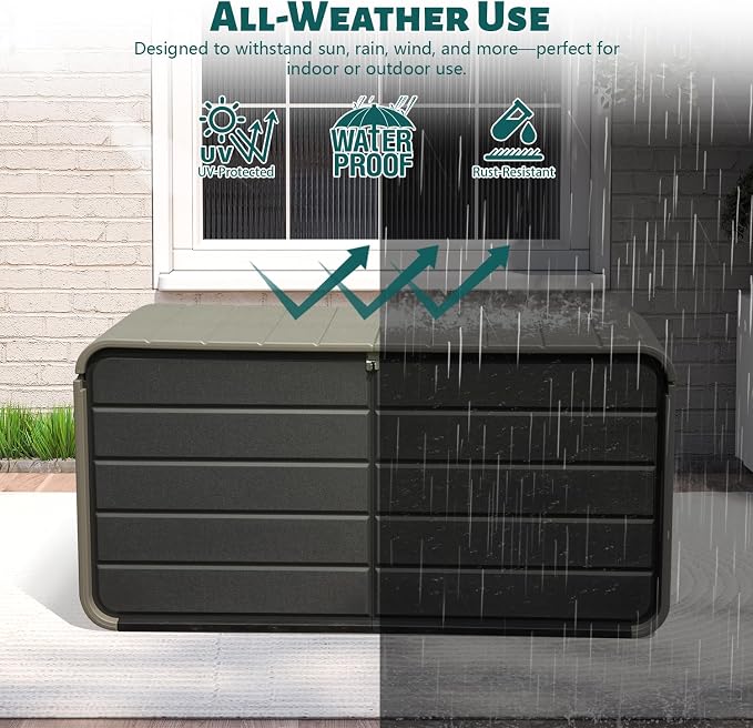 Domi 200 Gallon Outdoor Storage Box – Waterproof, UV-Resistant Deck Box - Image 8