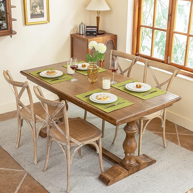 Blue Forest Placemats Set of 6, Dual-Layered Thickened Faux Linen Cloth Place - Image 4