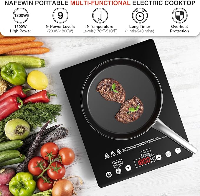 Single Burner Electric Cooktop 1800W - 110V Electric Stove Top Burner Portable - Image 3