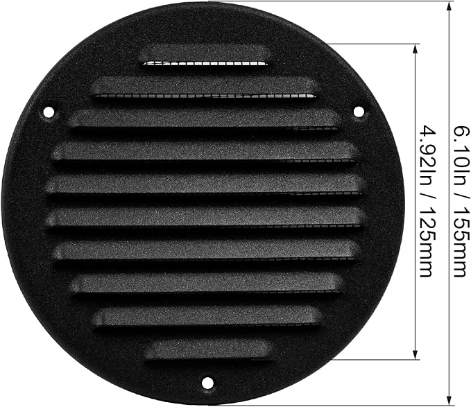 Square Ventilation Grille / 5" Inch Inside Measurement/Black Metal Air Vent - Image 2