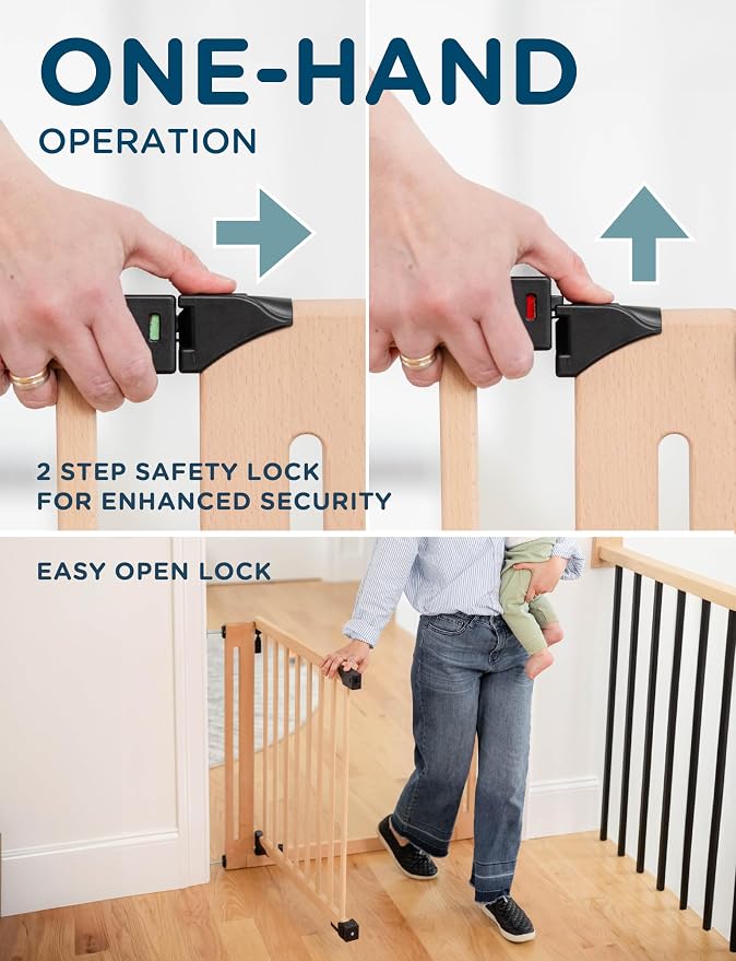SizeWise™ Wood Pressure Mounted Safety Gate 27.6"-31.5" | Extra-Wide Passage | - Image 5