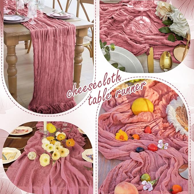 8 Packs Cheesecloth Table Runner 10FT Long Boho Gauze Fabric Table Runner - Image 6