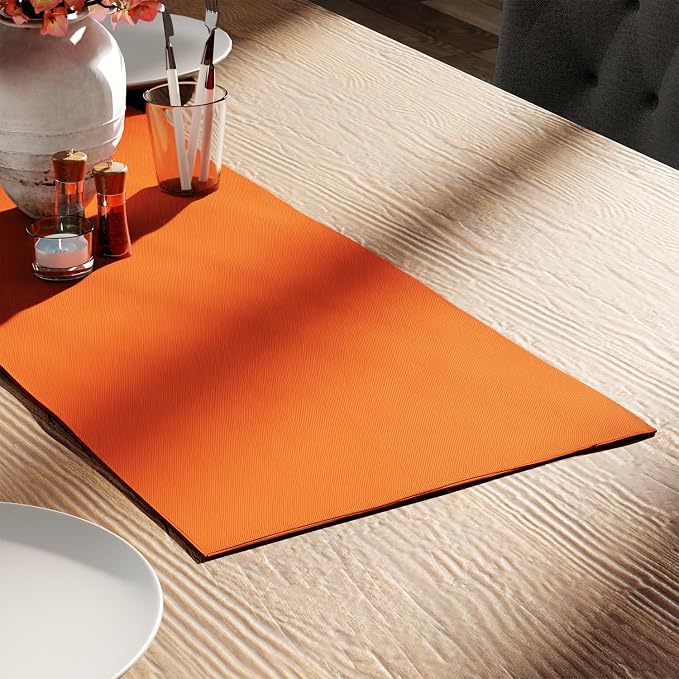 Encasa XO Table Runner 13"x36" Long | Cotton Canvas Fabric | Orange Solid Color by EncasaXO