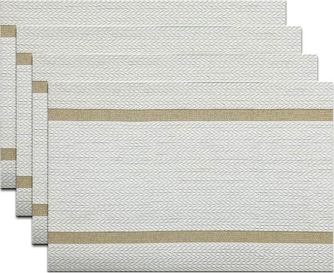 Luxurious Placemats Set of 4, Durable Table Mats Kitchen Plastic Washable by PandaPalm