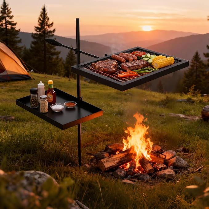 ABSCONDO Height-Adjustable Campfire Grill grate, Swivel Fire Pit Grilling Grate - Image 4