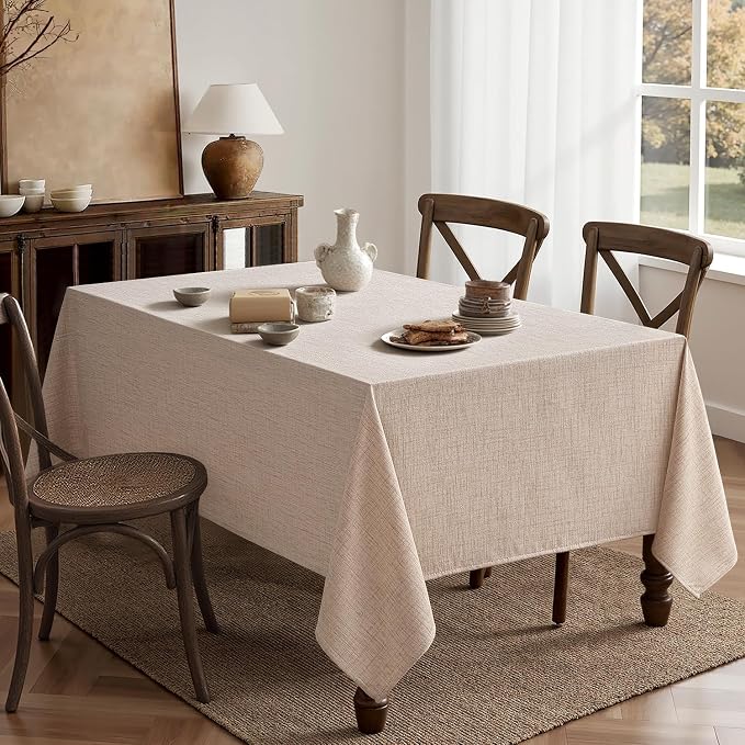 MIULEE Natural Linen Polyester Tablecloth 60x104 Inch Spring Rectangle Table - Image 6