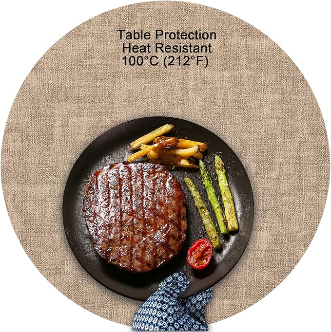 Myir JUN Round Placemats Dual Sided, Faux Leather Place Mats Set of 6 Indoor - Image 5