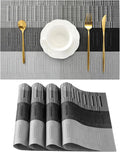 Leetaltree Grey with White Striped Placemats Set of 4 by Leetaltree-ArtatEveryTable