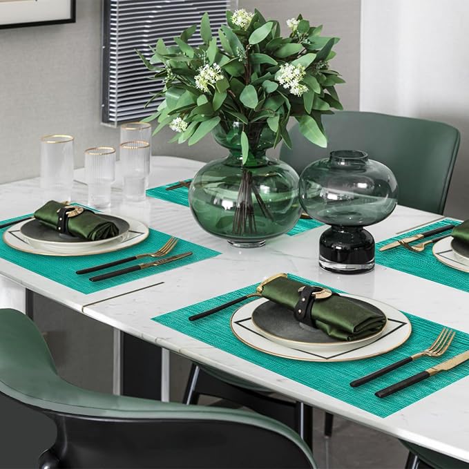 Woven Vinyl Placemats Set of 8 Wipe Clean PVC Heat Resistant Place Mats Durable - Image 6
