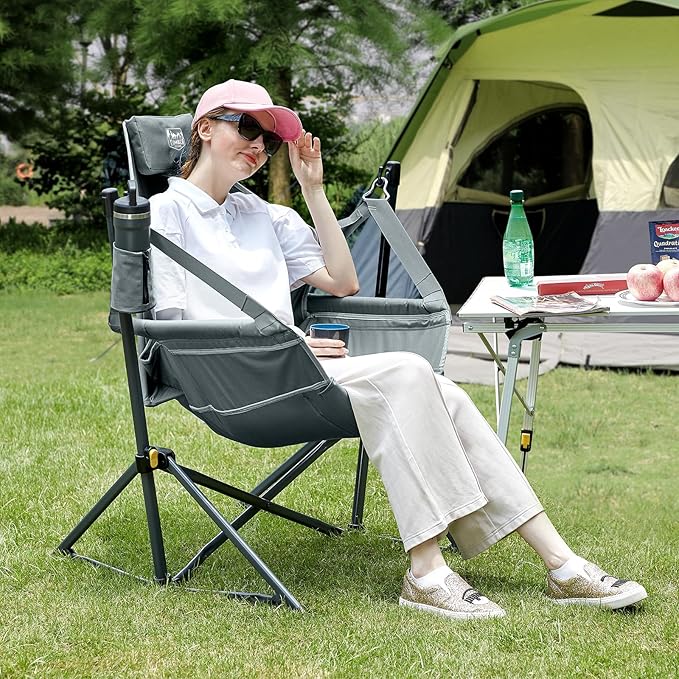 Folding Hammock Camping Chair, Grey, 2-Pack with Steel Frame