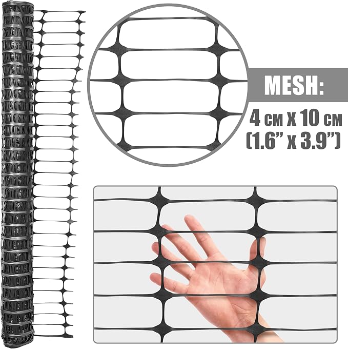 Fencer Wire 4 ft. Safety Fence, 100 ft. Black Plastic Fencing Roll - Image 3