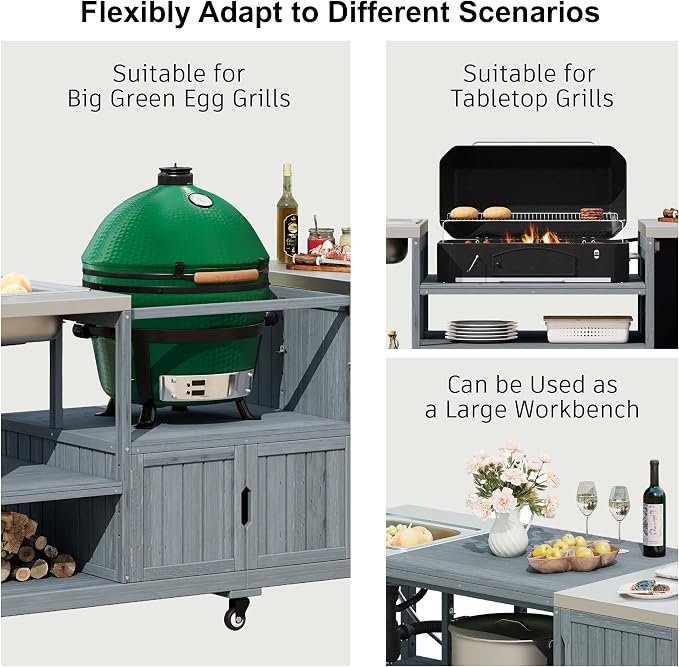 75.4" Outdoor Kitchen Grill Cart - Image 7