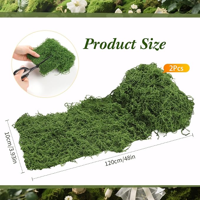Zeyune 2 Pcs Fake Moss Table Runner - Image 2