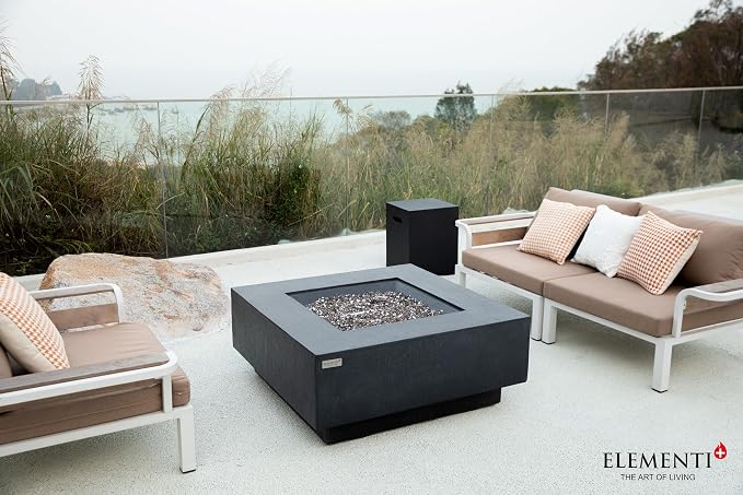 Elementi+ | Bundle Bergen Gas Fire Pit Cast Concrete 40" Square Fire Table - Image 4