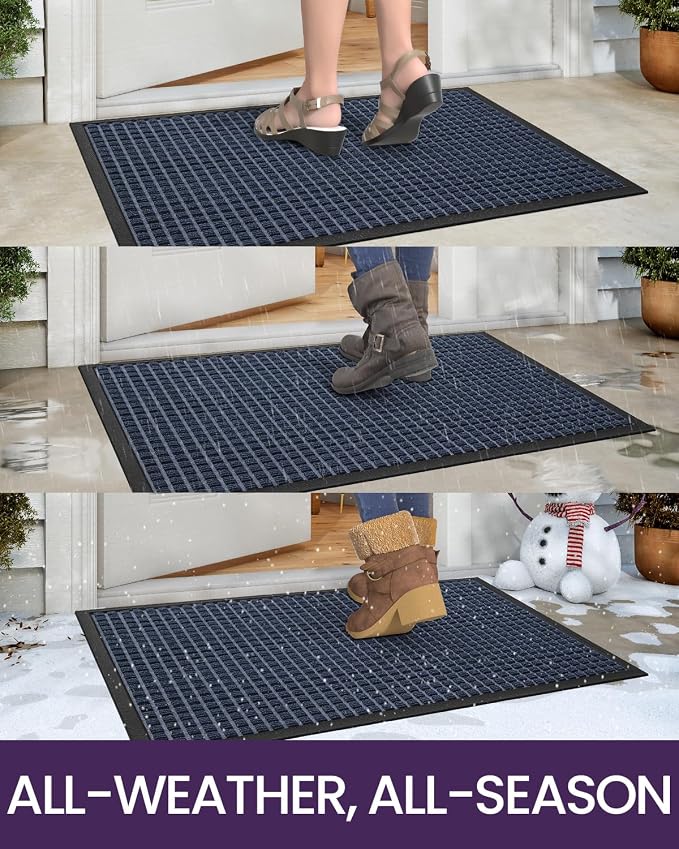DEXI Front Door Mat Outside Entrance, 4x6 ft Large Rubber Entry Doormat Heavy - Image 4