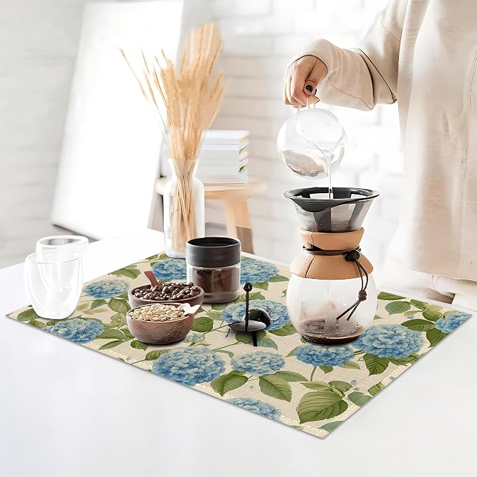 Placemats12x18 Inch, Vintage Floral Kitchen Dining Coffee Table Mats Set of 6 - Image 3