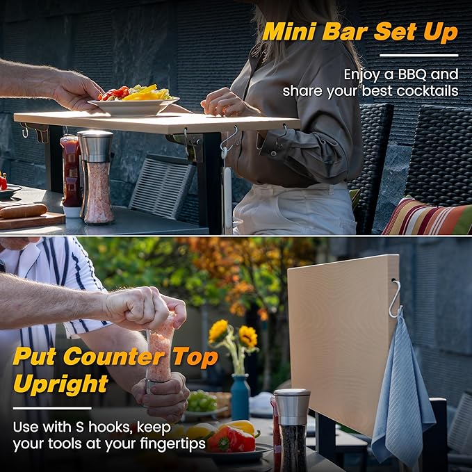 Sundale Outdoor Four-Shelf Grill Cart Table, Movable Stainless Metal Flattop - Image 2