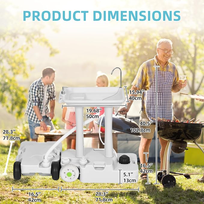 YITAMOTOR 30L Portable Camping Sink, Portable Hand Washing Station 30L Sewage - Image 4