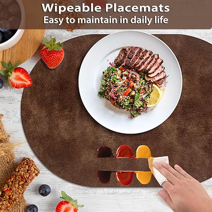 ADRIMER Placemats, Heat Resistant Oval Placemats Set of 4 Washable 12 x 17 Inch - Image 5