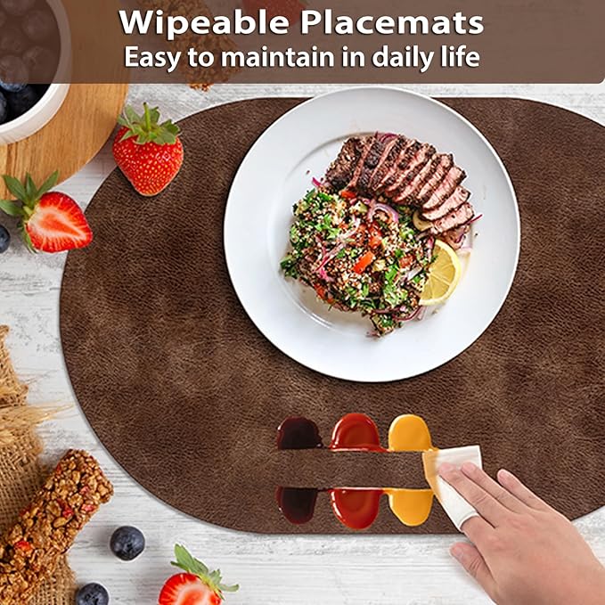 ADRIMER Placemats, Heat Resistant Oval Placemats Set of 12 Washable 12 x 17 Inch - Image 5