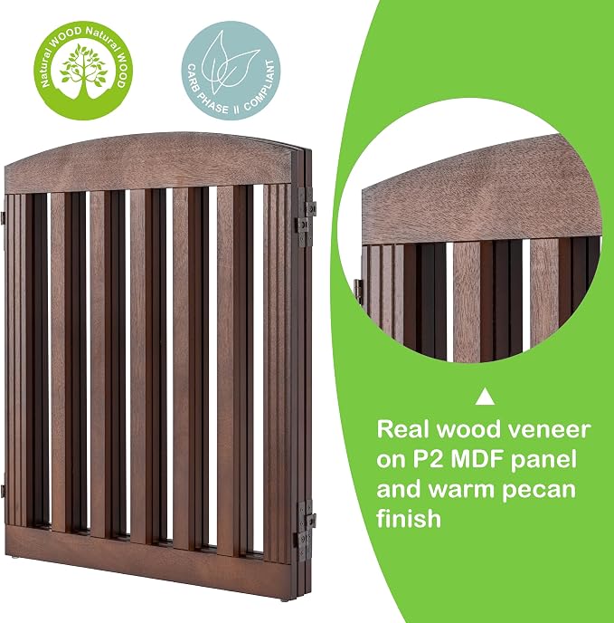 SPIRICH Wooden Freestanding Foldable Dog Gate, Pet Gate Indoor, Dog Gates - Image 6