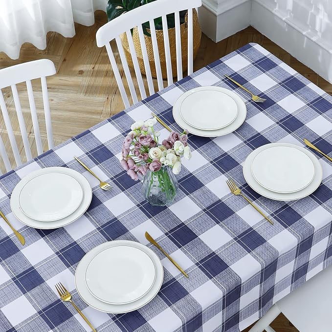 Romanstile Rectangle Vinyl Tablecloth, 100% Waterproof Oil-Proof Checkered - Image 5